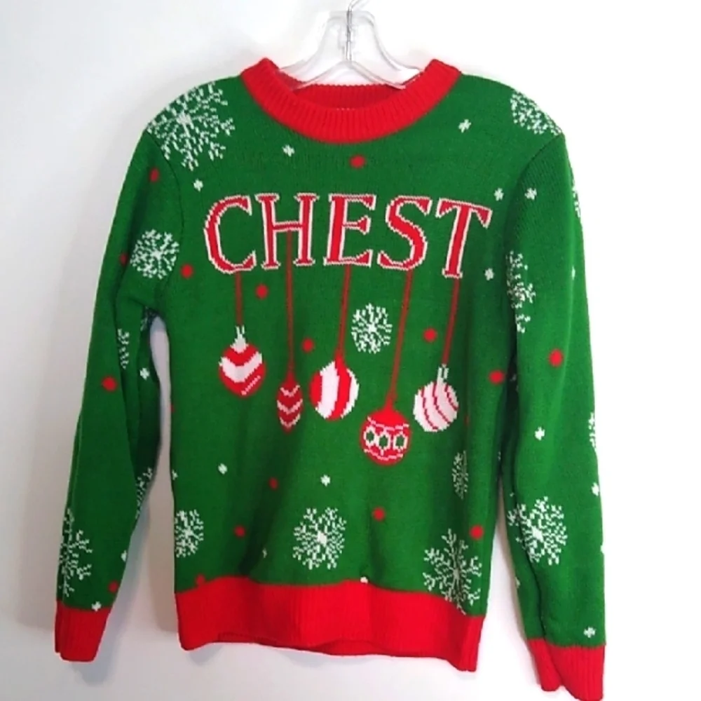 Ugly Christmas -Green and Red Unisex Holiday Sweater Size XS